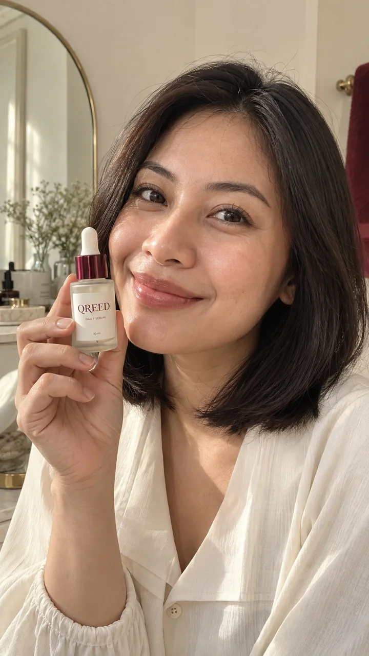 Creator presenting QREED skincare